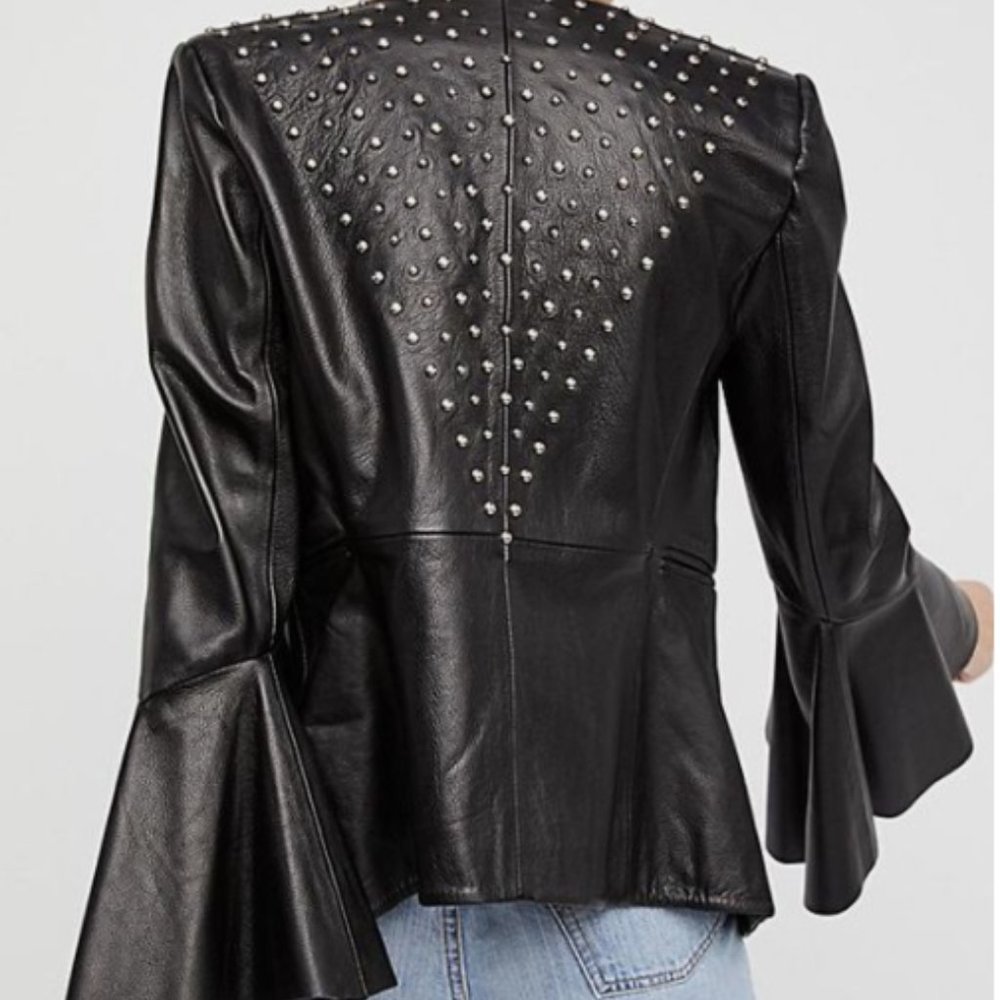 Free People Studded Leather Belle Blazer